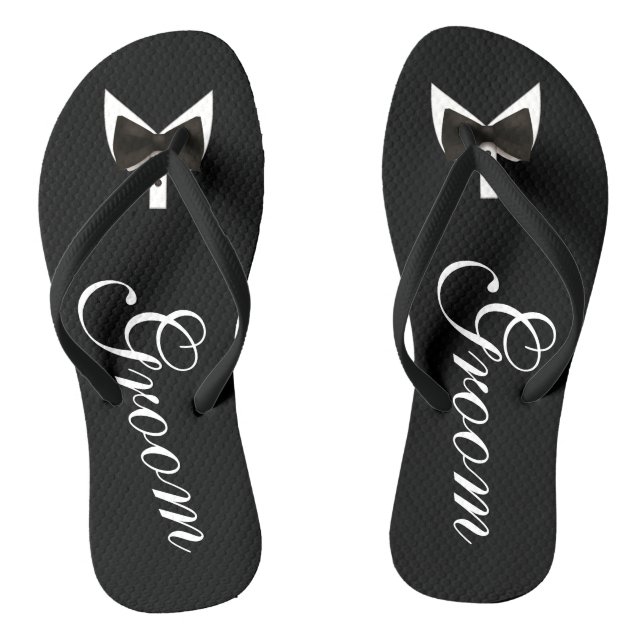 Black Grooms Bow-Tie Jandals (Footbed)