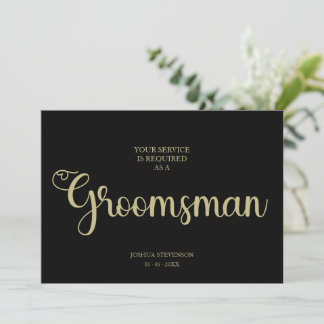 Black Groomsman Chic Wedding Simple Proposal Card