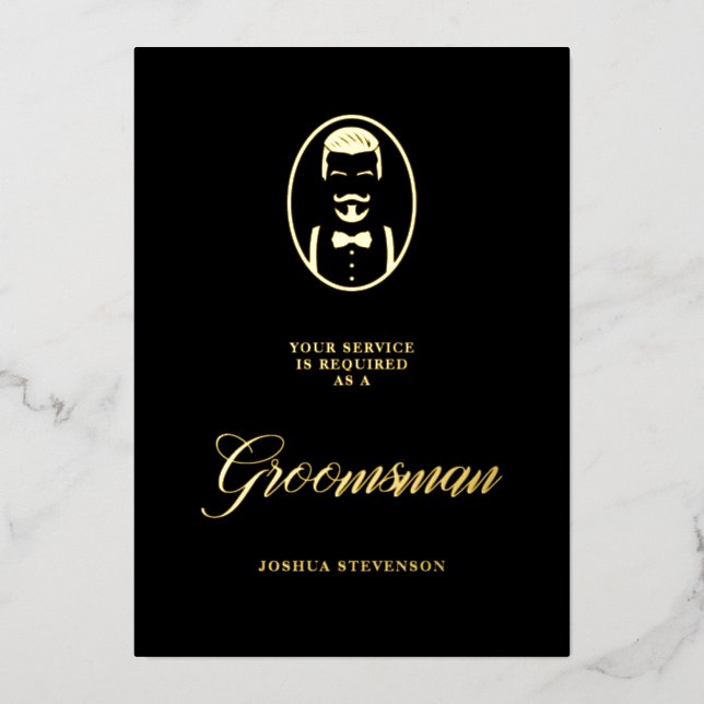 Black Groomsman Silhouette Simple Wedding Proposal (Front)