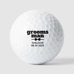 Black Groomsman Typography Bow Tie Golf Balls