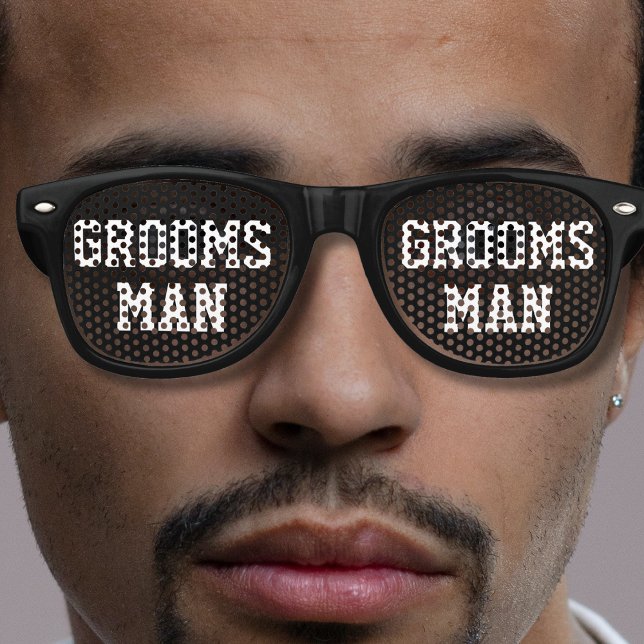 Black Groomsman Wedding Bachelor Party  Retro Sunglasses (black groomsman retro sunglasses)