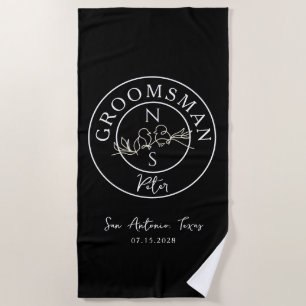 Black Groomsmen  Beach Towel
