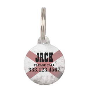 Black Grunge Alabama State Flag Pet Tag