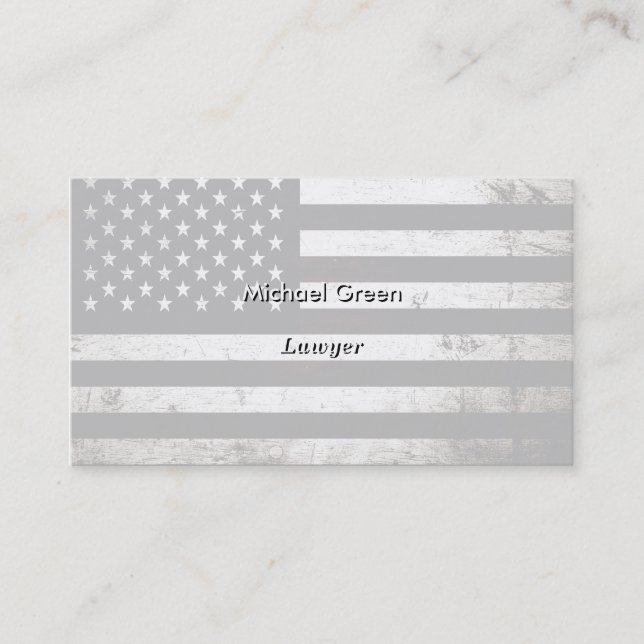 Black Grunge American Flag 2 Business Card (Front)