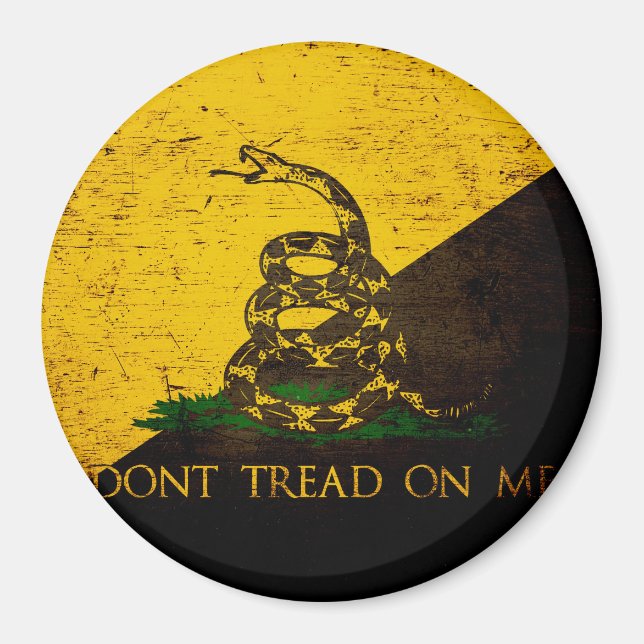 Black Grunge Anarcho Gadsden Flag Magnet (Front)