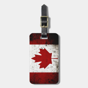Black Grunge Canada Flag Luggage Tag