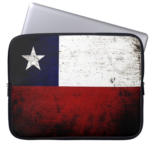 Black Grunge Chile Flag Laptop Sleeve (Front)