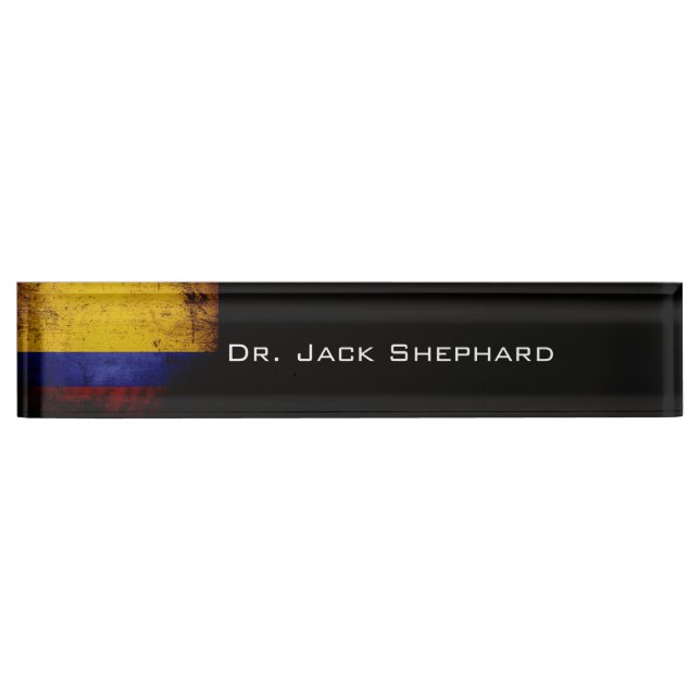 Black Grunge Colombia Flag Nameplate (Front)