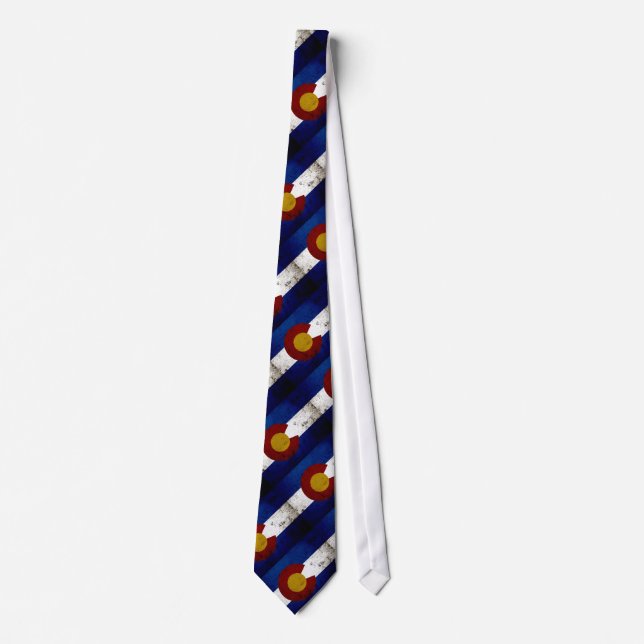 Black Grunge Colorado State Flag Tie (Front)