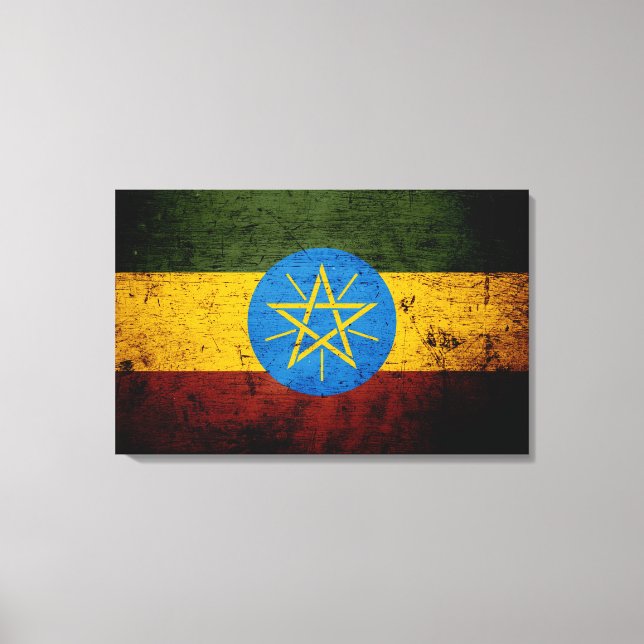 Black Grunge Ethiopia Flag Canvas Print (Front)