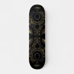 Black Grunge Fractal Skateboard Deck
