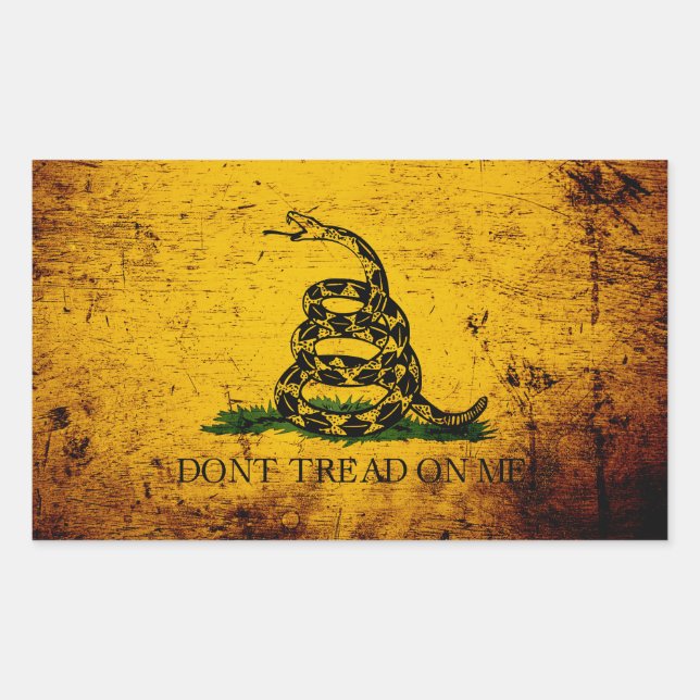 Black Grunge Gadsden Flag Rectangular Sticker (Front)