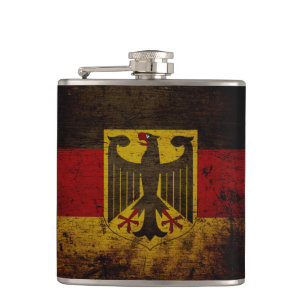 Black Grunge Germany Flag Hip Flask