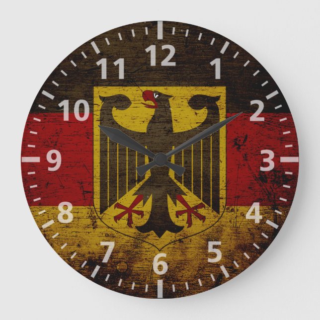 Black Grunge Germany Flag Large Clock (Front)