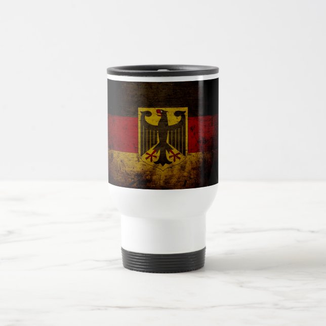 Black Grunge Germany Flag Travel Mug (Center)
