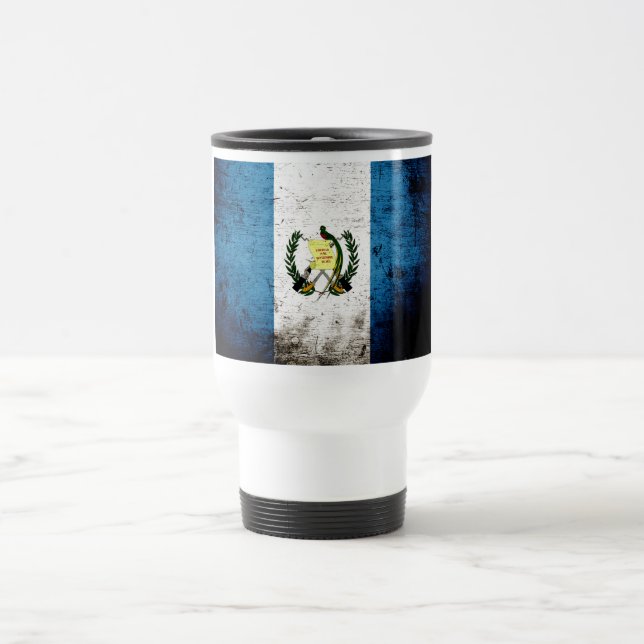 Black Grunge Guatemala Flag Travel Mug (Center)