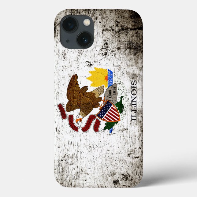 Black Grunge Illinois State Flag Case-Mate iPhone Case (Back)