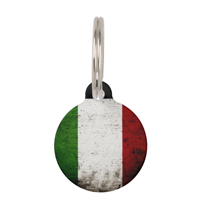 Black Grunge Italy Flag Pet Tag (Front)