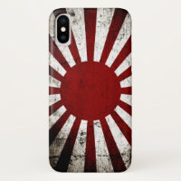 Black Grunge Japan Rising Sun Flag
