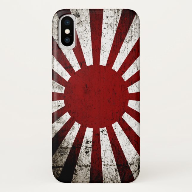 Black Grunge Japan Rising Sun Flag Case-Mate iPhone Case (Back)