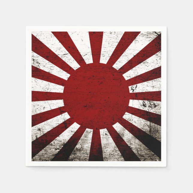 Black Grunge Japan Rising Sun Flag Napkin (Front)