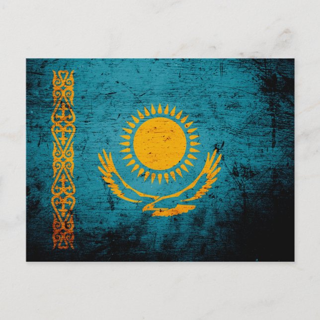 Black Grunge Kazakhstan Flag Postcard (Front)