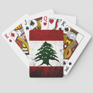 Black Grunge Lebanon Flag Playing Cards