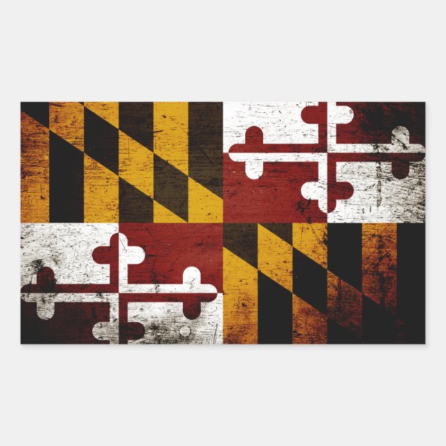 Black Grunge Maryland State Flag Rectangular Sticker (Front)
