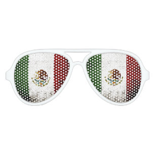 Black Grunge Mexico Flag Aviator Sunglasses