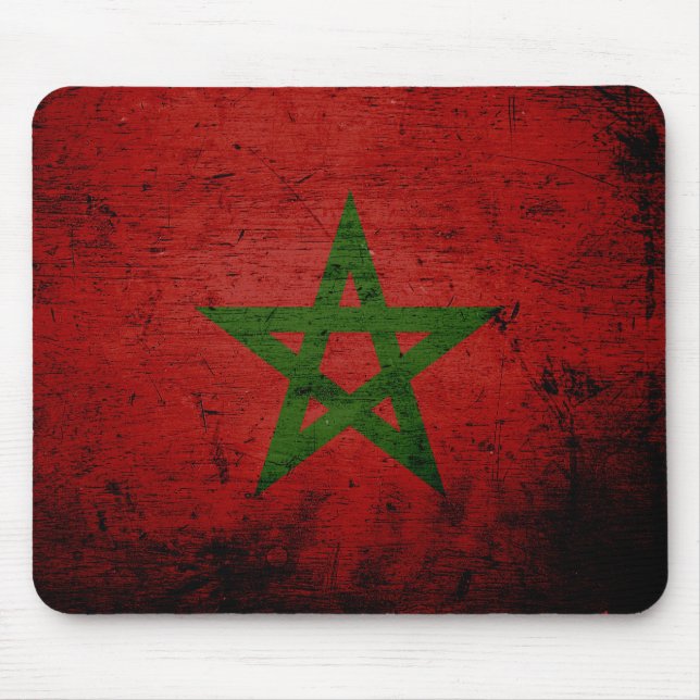 Black Grunge Morocco Flag Mouse Pad (Front)