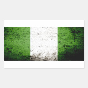 Black Grunge Nigeria Flag Rectangular Sticker