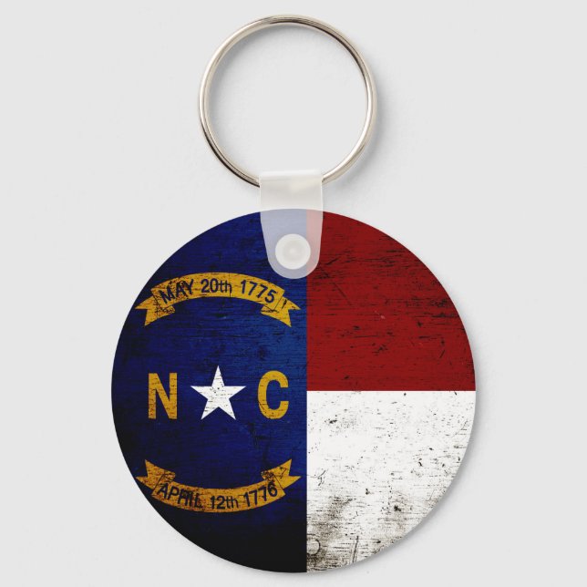 Black Grunge North Carolina  State Flag Key Ring (Front)