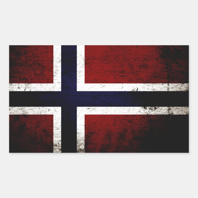 Black Grunge Norway Flag Rectangular Sticker (Front)