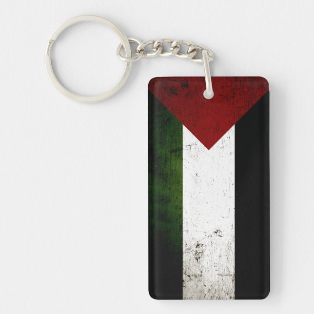 Black Grunge Palestine Flag Key Ring (Front)