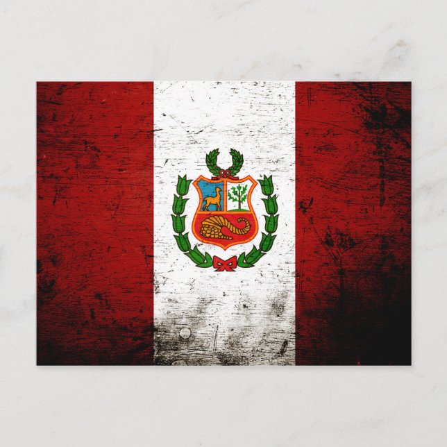 Black Grunge Peru Flag Postcard (Front)