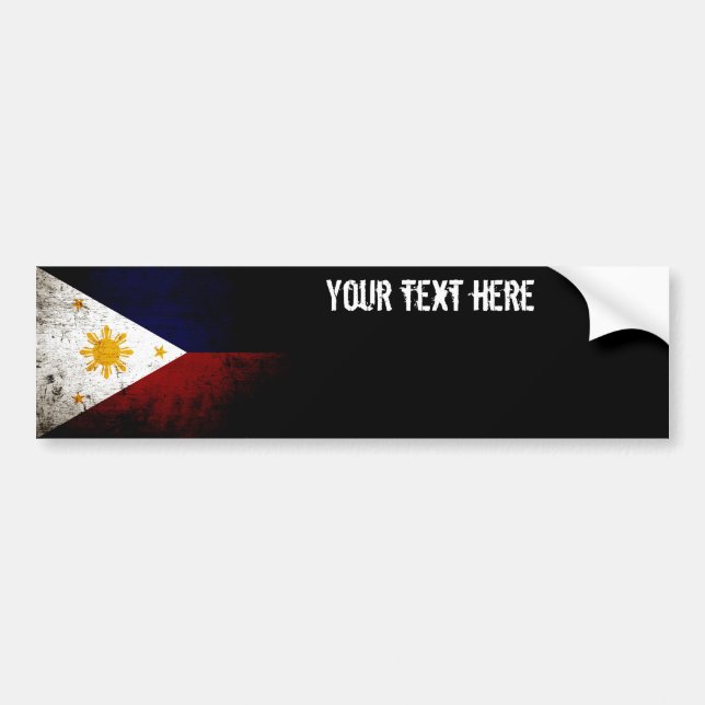 Black Grunge Philippines Flag Bumper Sticker (Front)