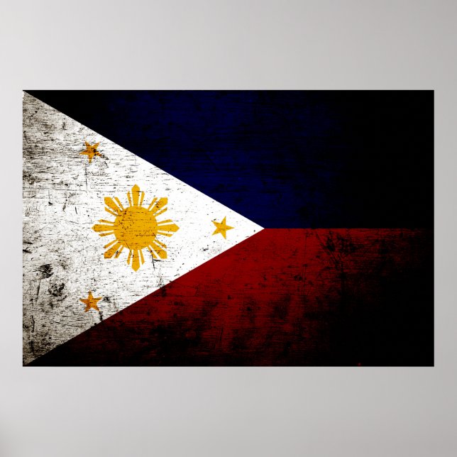 Black Grunge Philippines Flag Poster (Front)