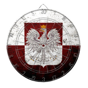 Black Grunge Poland Flag Dartboard