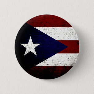 Black Grunge Puerto Rico Flag 6 Cm Round Badge