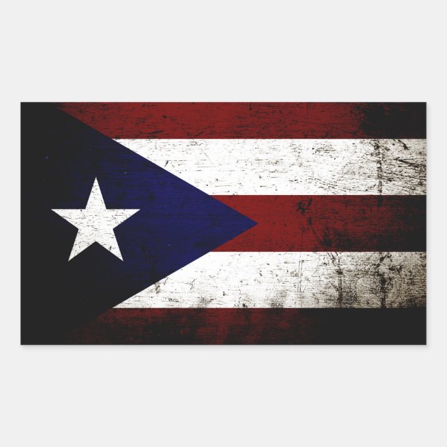 Black Grunge Puerto Rico Flag Rectangular Sticker (Front)