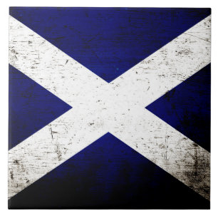 Black Grunge Scotland Flag Tile