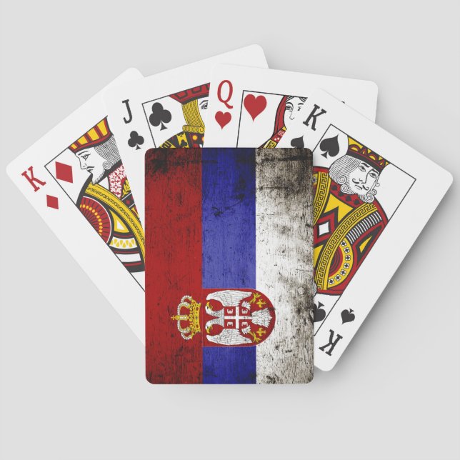 Black Grunge Serbia Flag Playing Cards (Back)