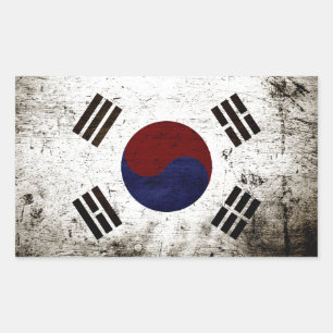 Black Grunge South Korea Flag Rectangular Sticker