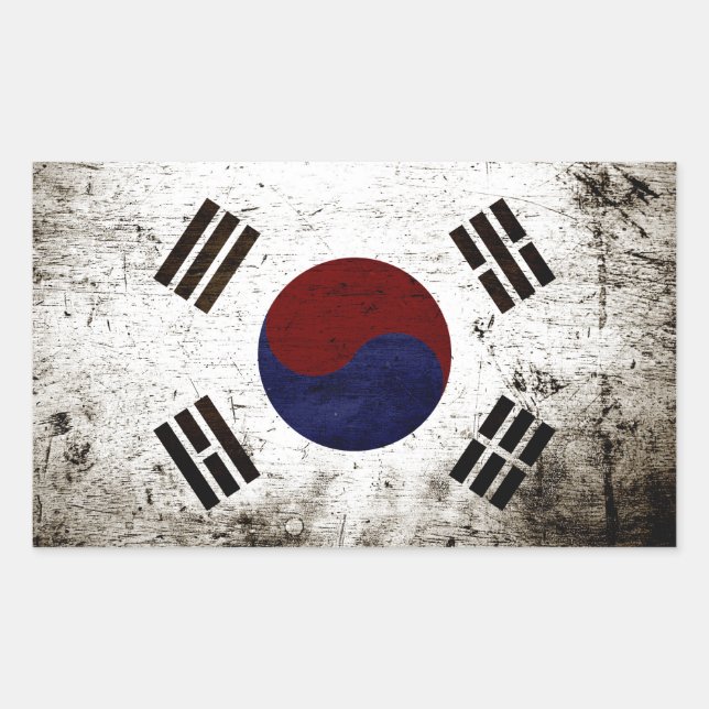 Black Grunge South Korea Flag Rectangular Sticker (Front)