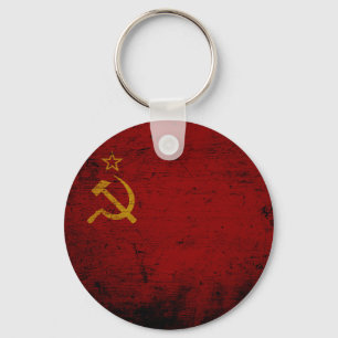Black Grunge Soviet Union Flag Key Ring