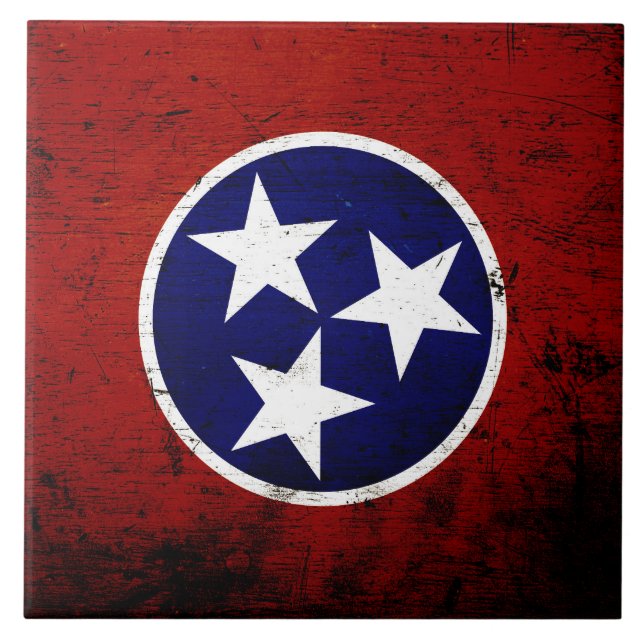 Black Grunge Tennessee State Flag Tile (Front)
