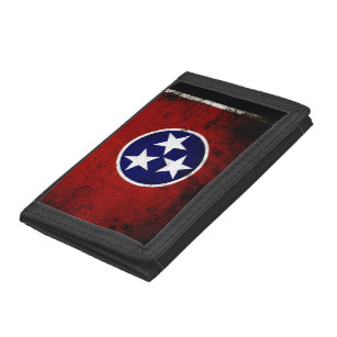 Black Grunge Tennessee State Flag Tri-fold Wallet