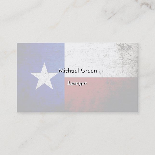 Black Grunge Texas State Flag Business Card (Front)