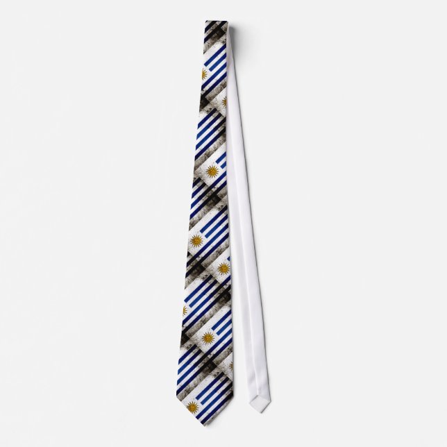 Black Grunge Uruguay Flag Tie (Front)