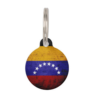 Black Grunge Venezuela Flag Pet Tag